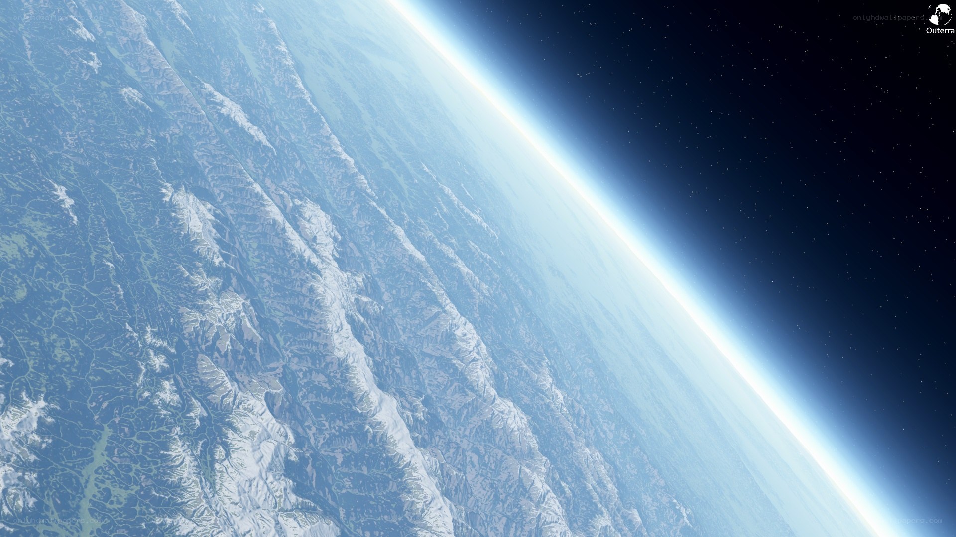 Earth from space with mountains