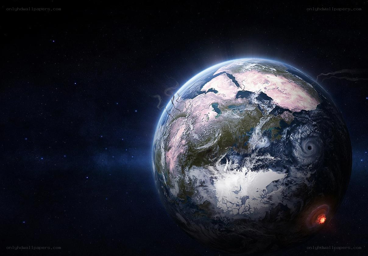 Earth from space with natural disasters