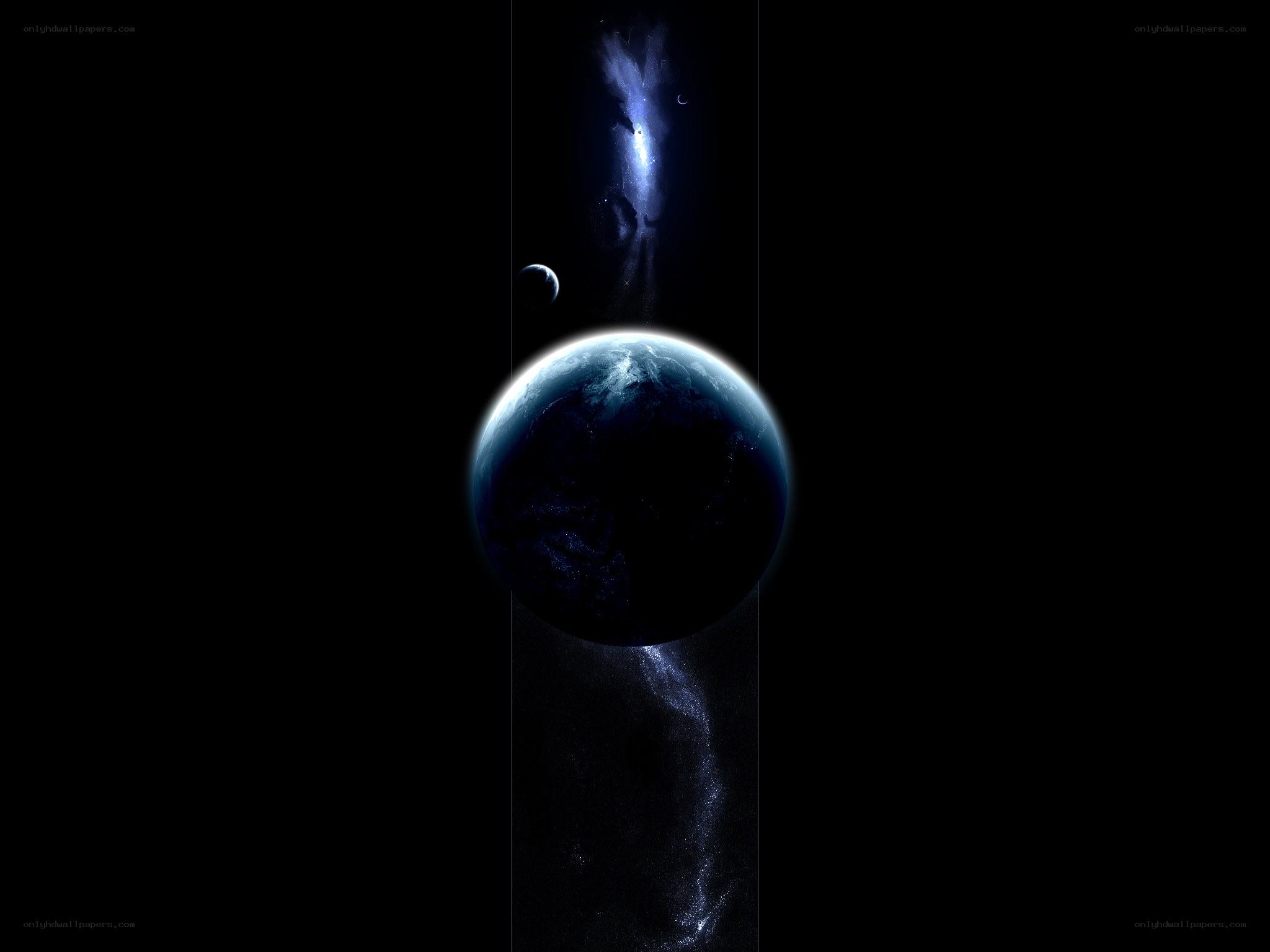 Earth from space with nebula