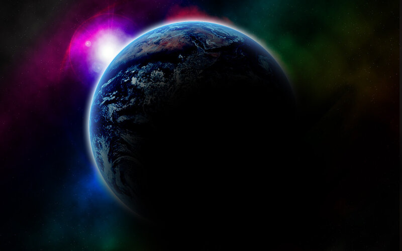Earth from space with nebula