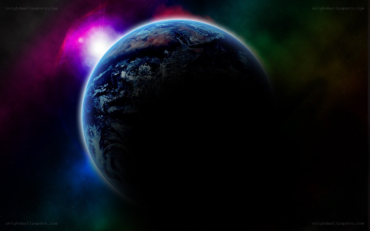 Earth from space with nebula