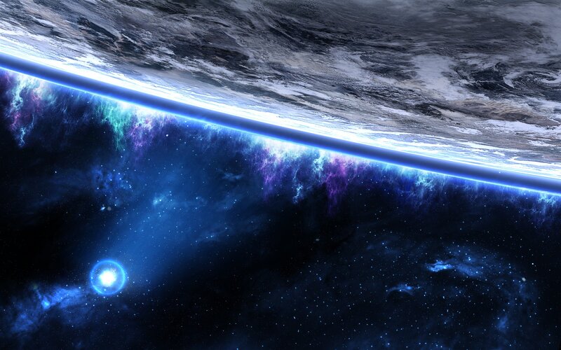 Earth from space with nebula