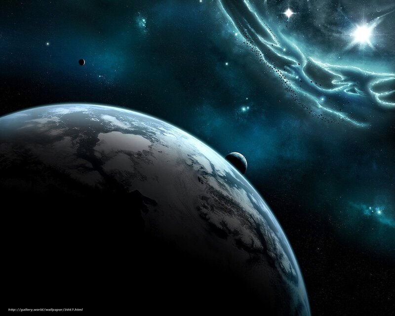 Earth from space with nebula