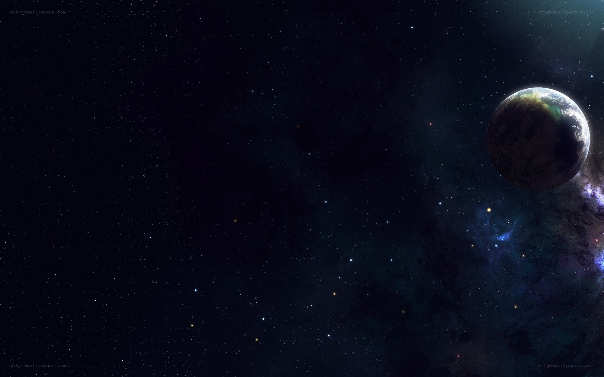 Earth from space with nebula