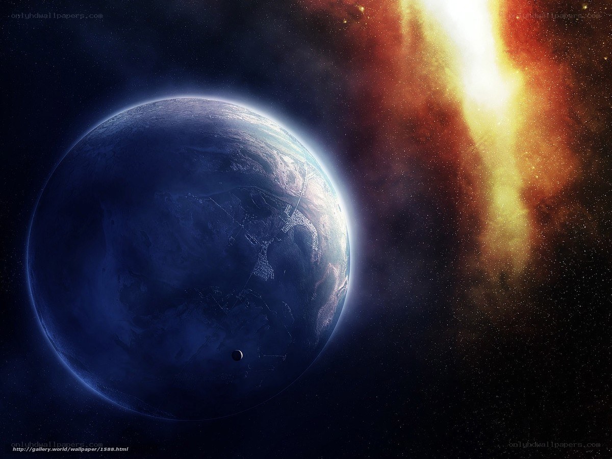 Earth from space with nebula