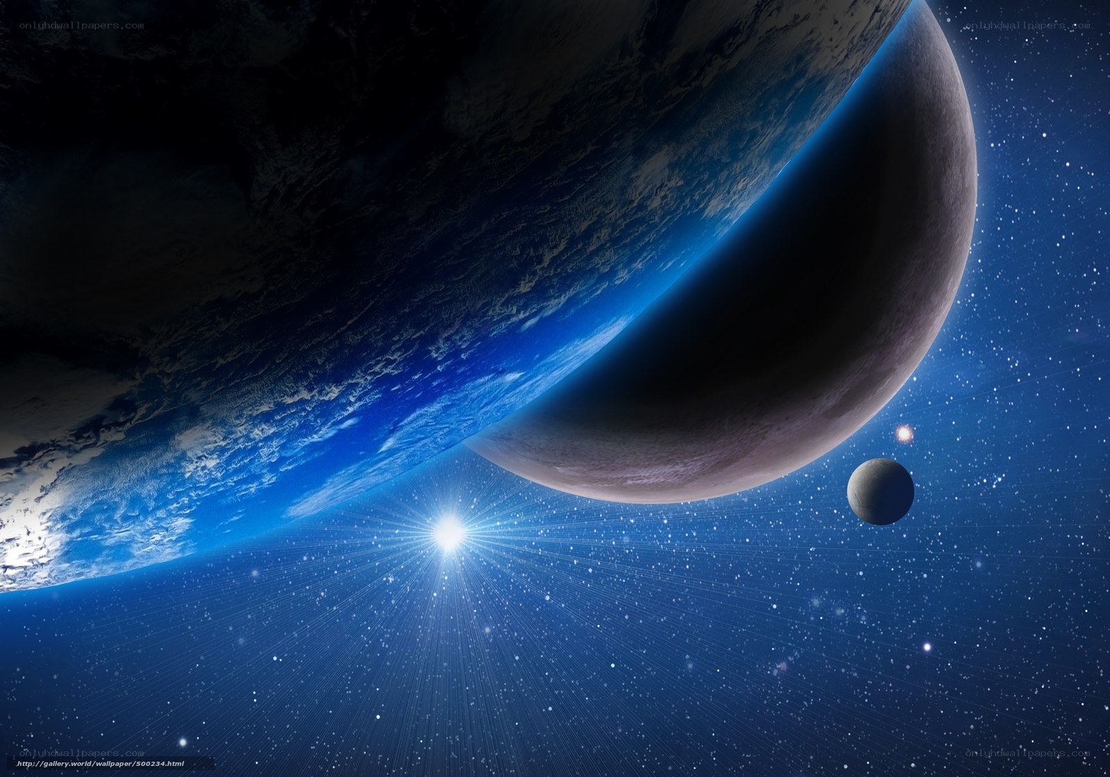 Earth from space with planets