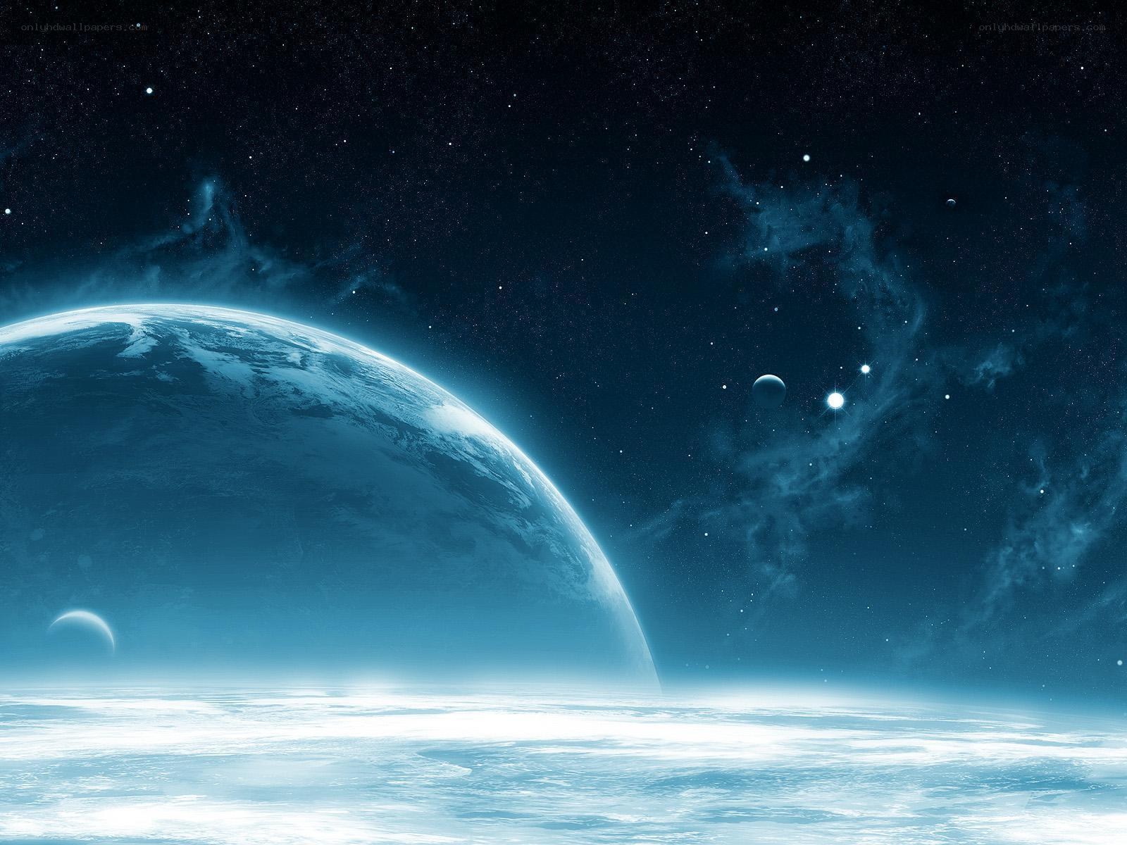 Earth from space with planets