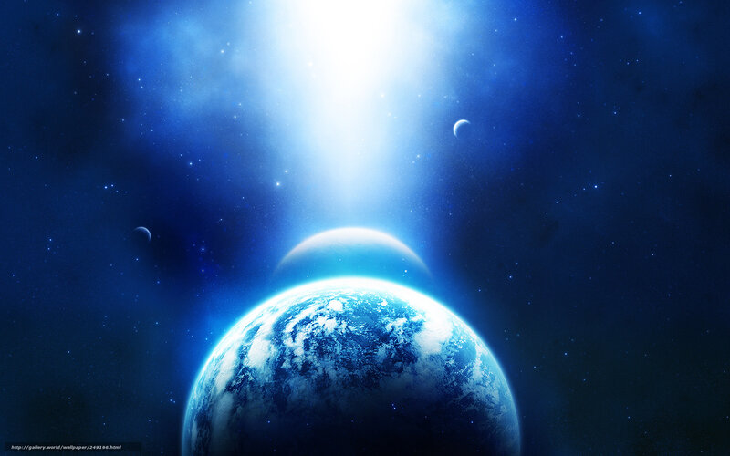 Earth from space with planets