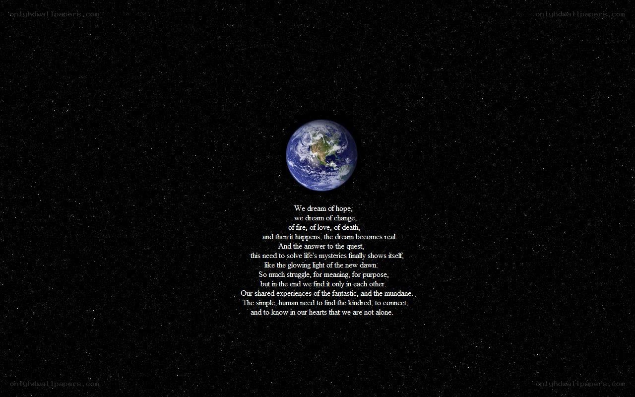 Earth from space with poem