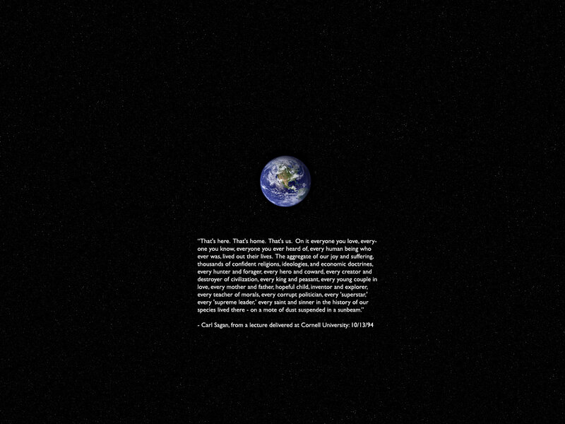 Earth from space with quote