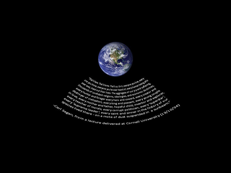 Earth from space with quote