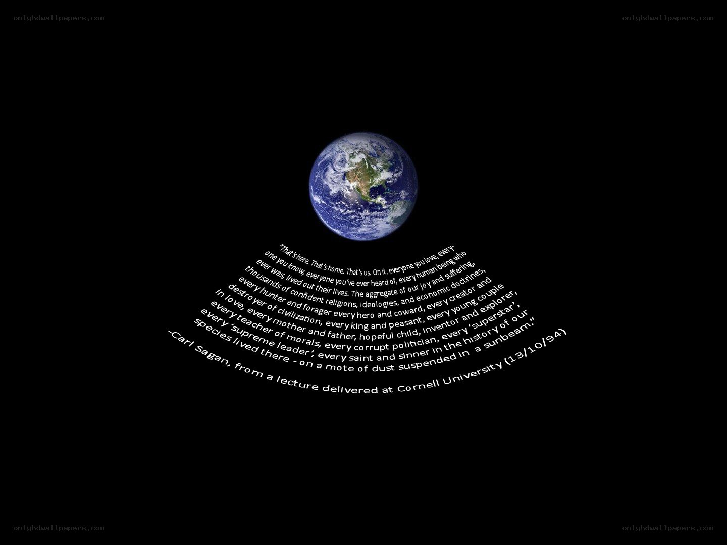 Earth from space with quote