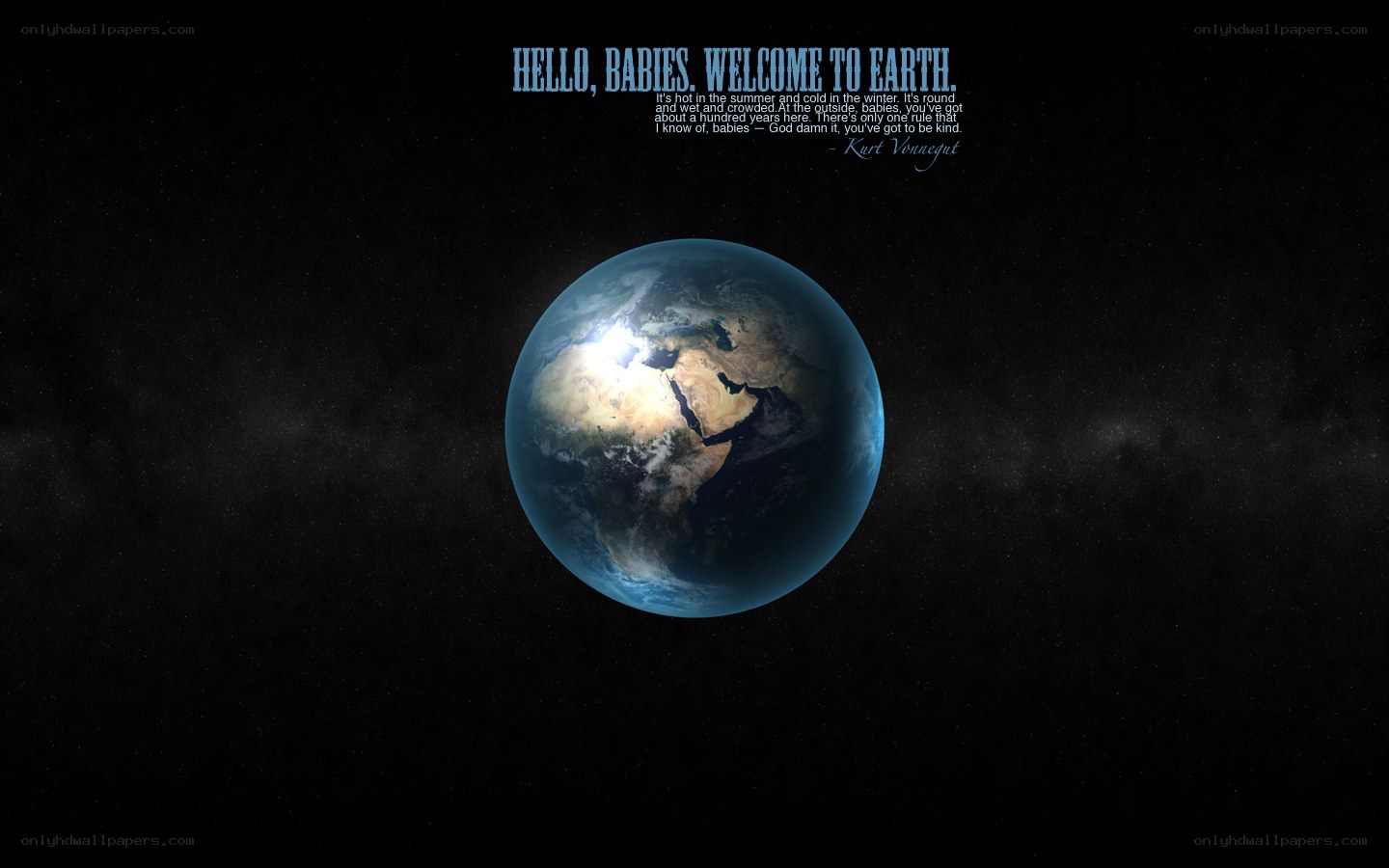 Earth from space with quote