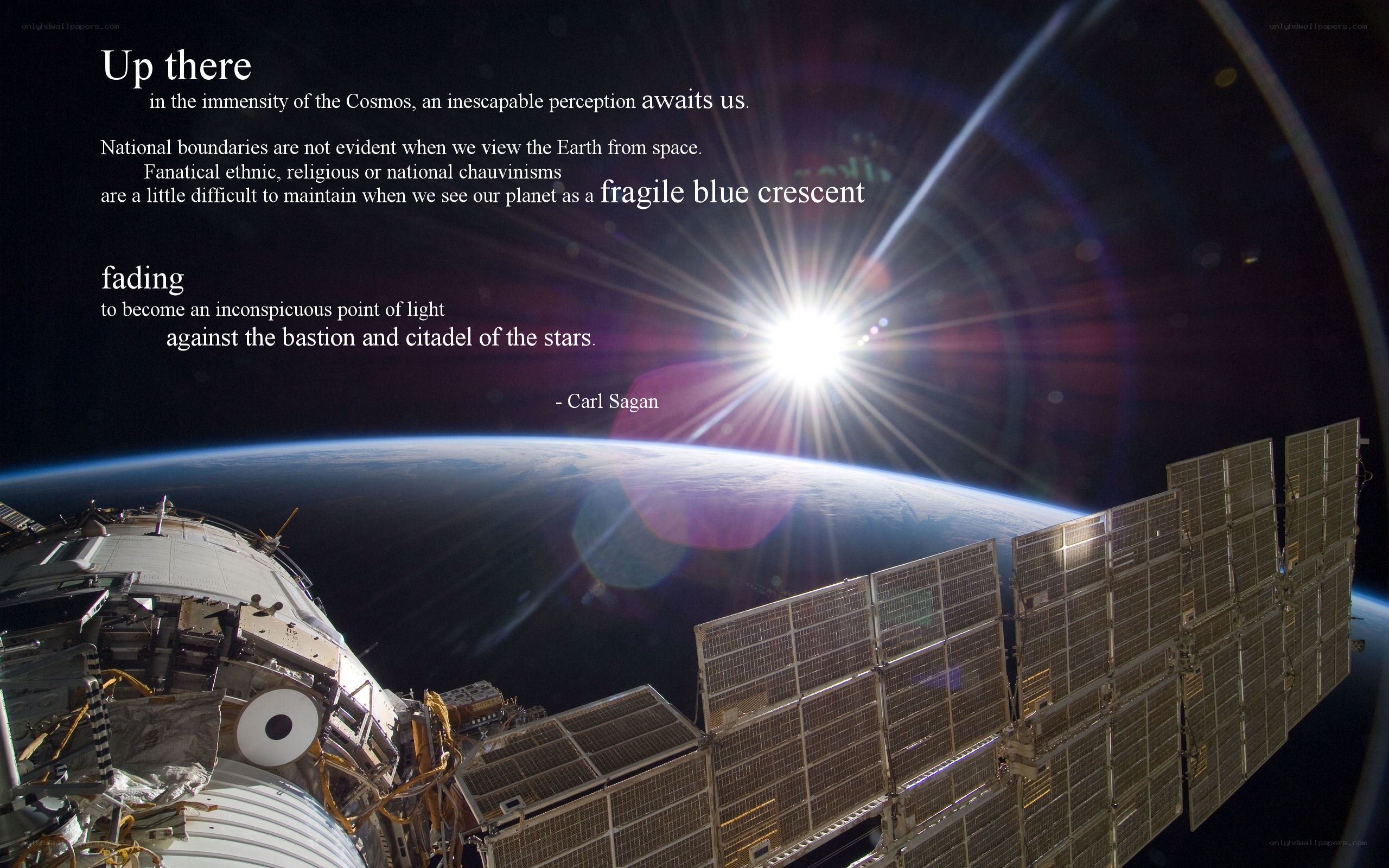 Earth from space with quote
