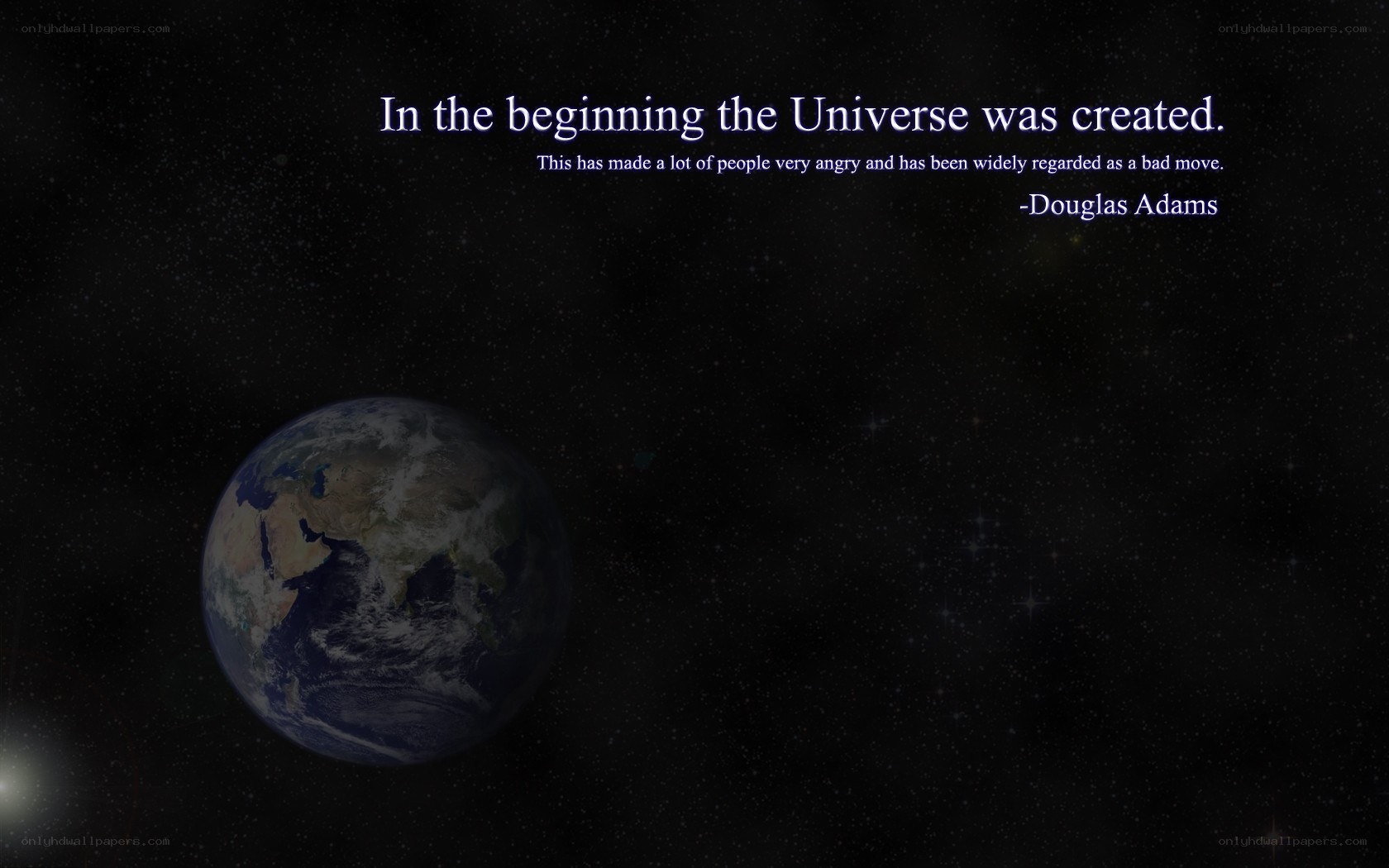 Earth from space with quote