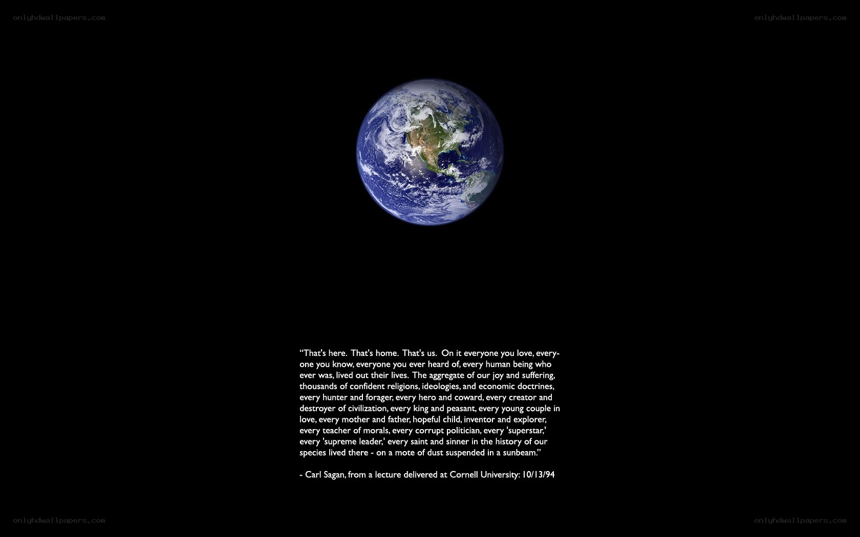 Earth from space with quote