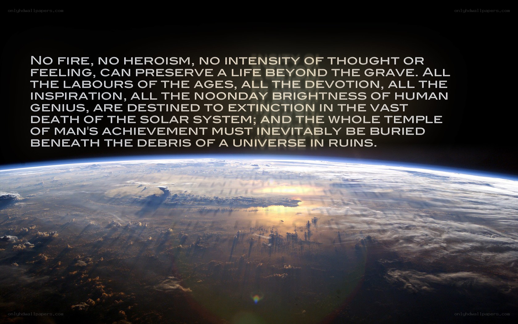 Earth from space with quote