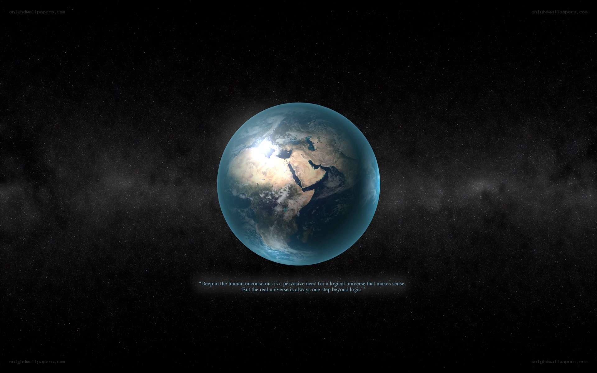 Earth from space with quote