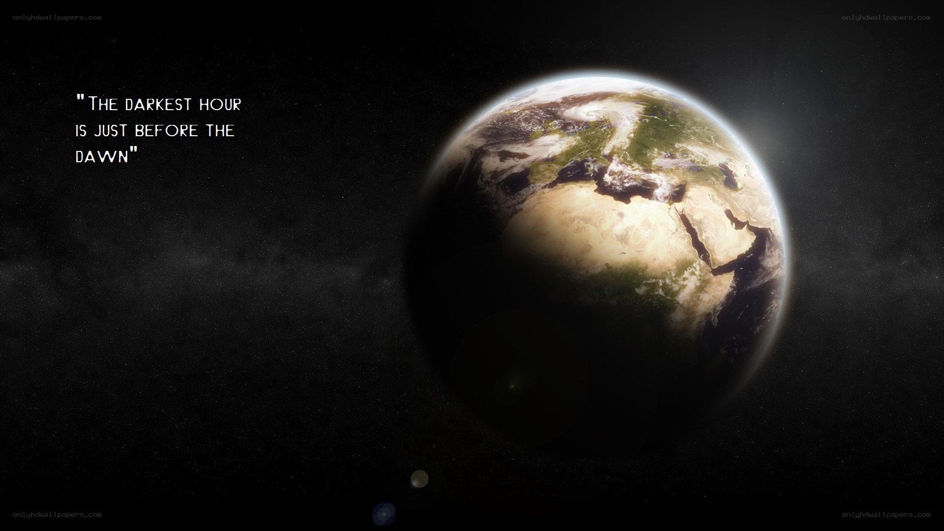 Earth from space with quote