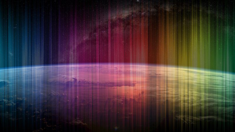 Earth from space with rainbow effect