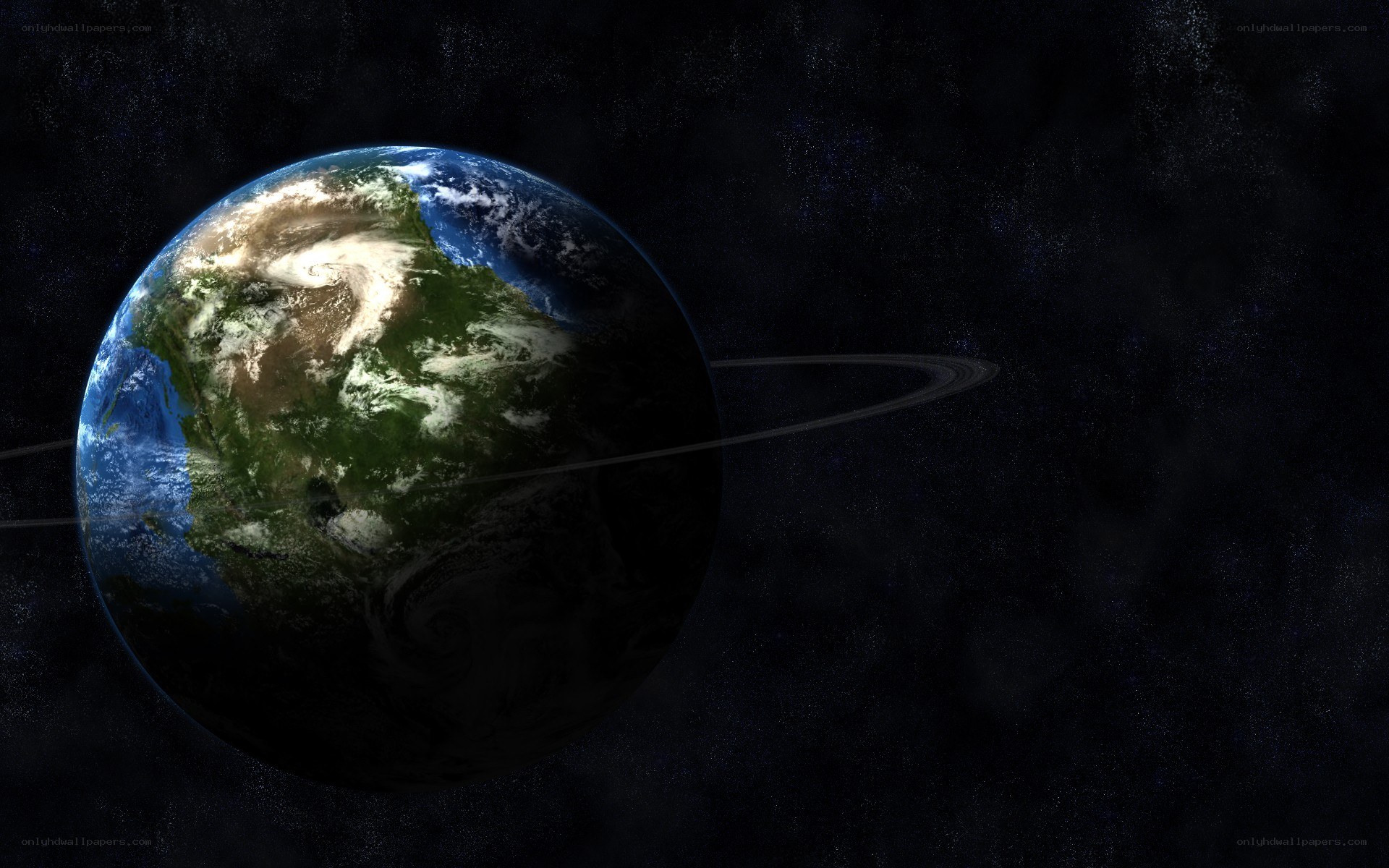 Earth from space with rings