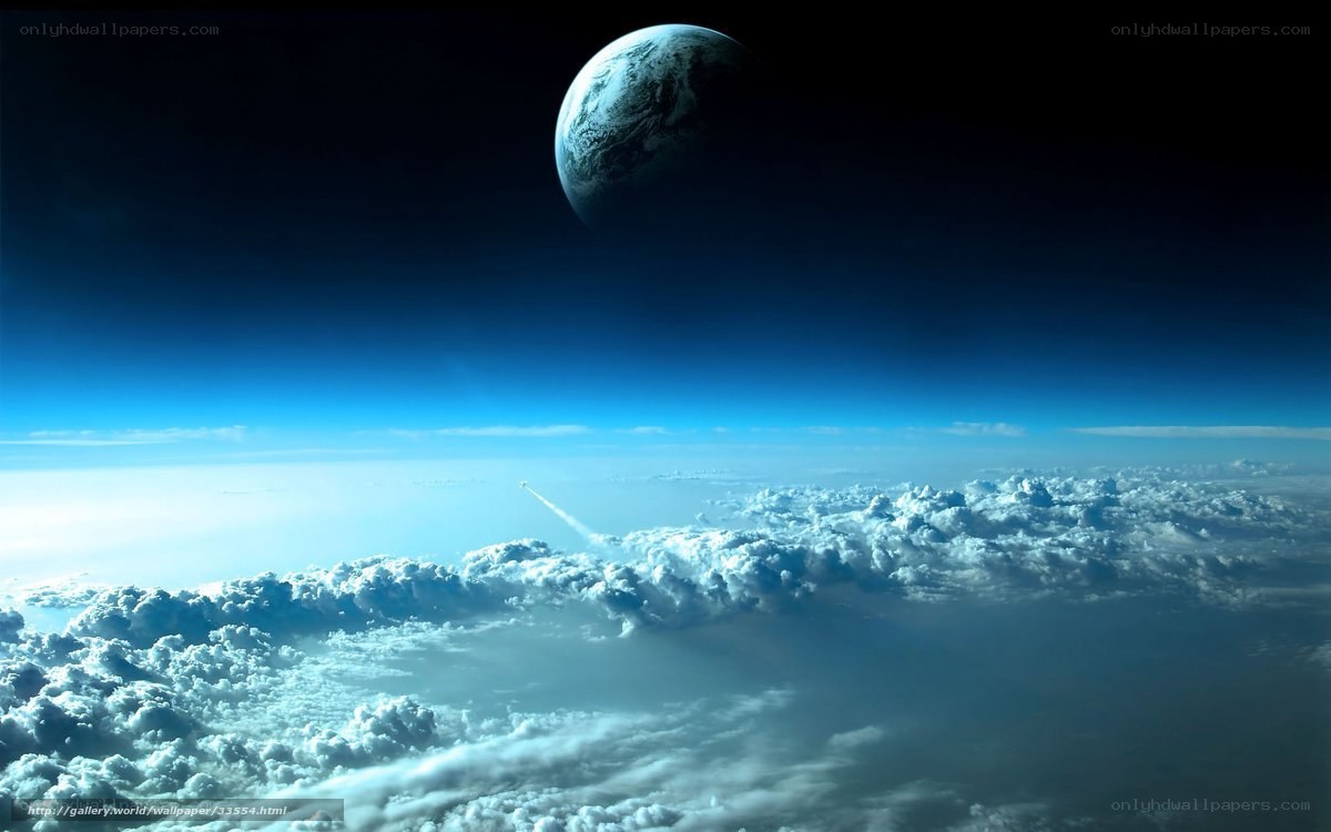 Earth from space with rocket