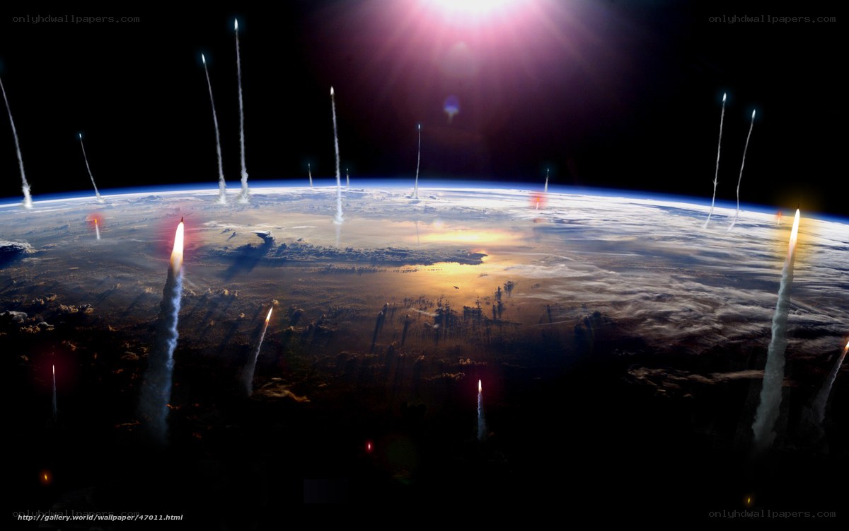 Earth from space with rockets