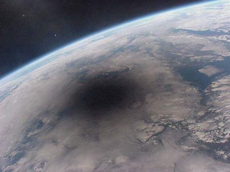 Earth from space with shadow