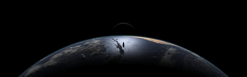 Earth from space with silhouette