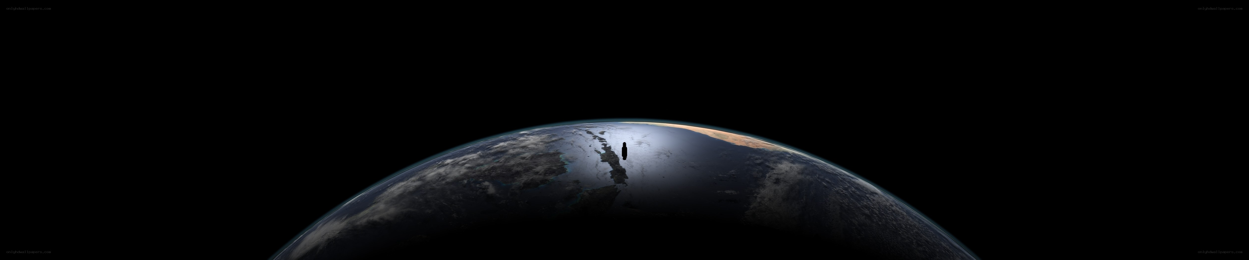 Earth from space with silhouette