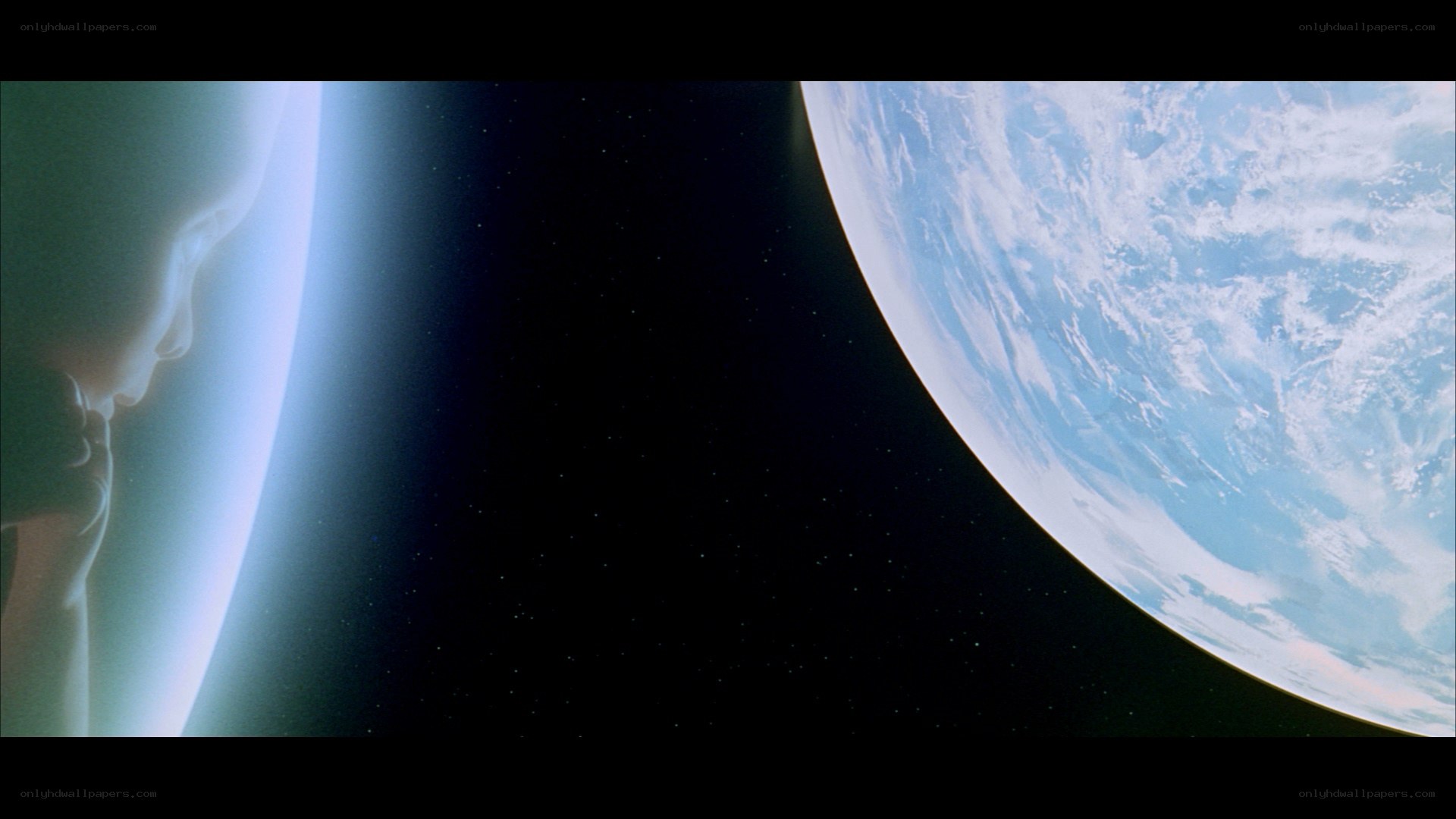 Earth from space with silhouette