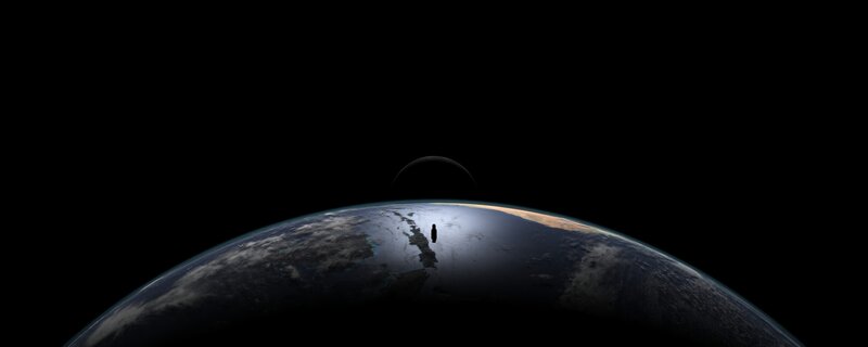 Earth from space with silhouette