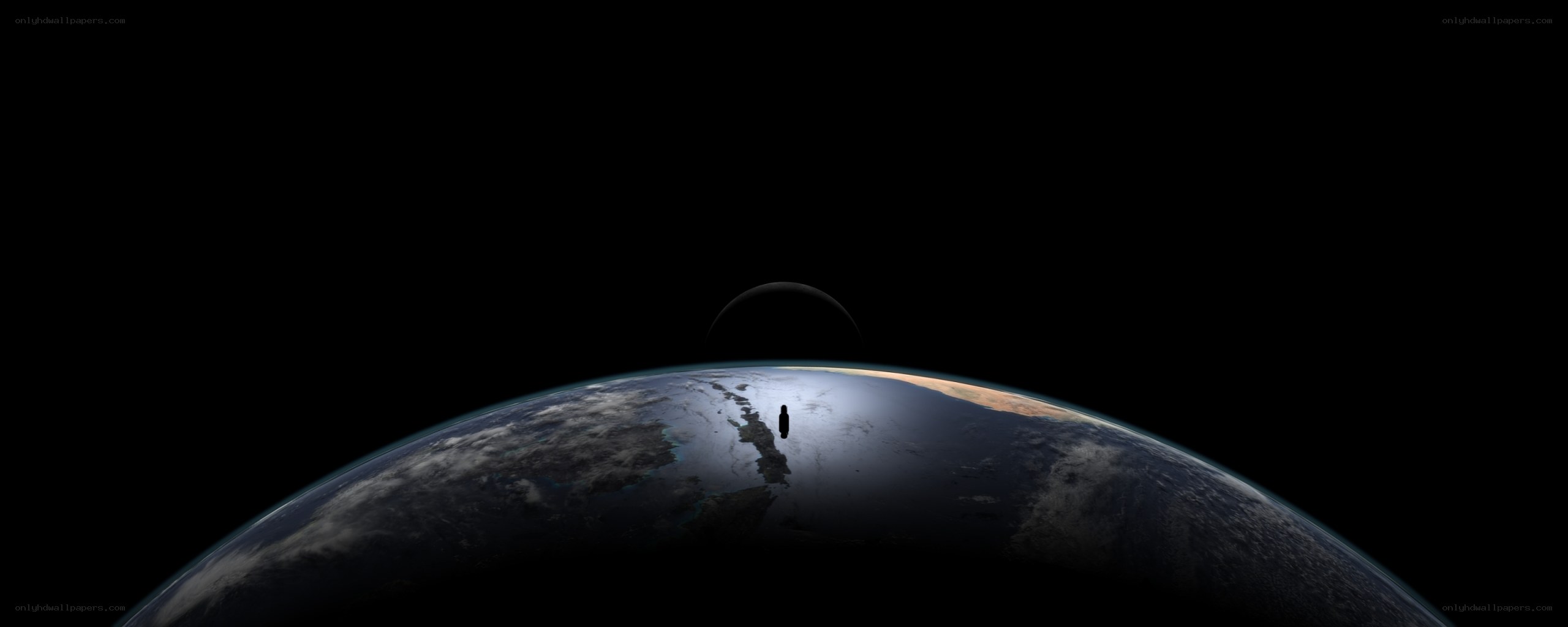 Earth from space with silhouette