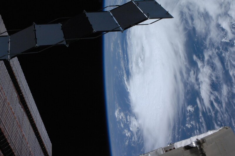Earth from space with solar panels