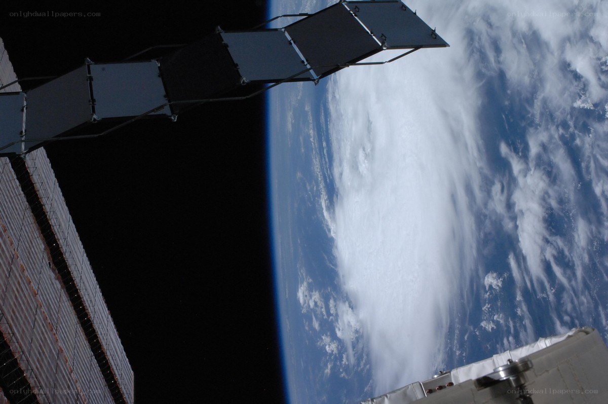 Earth from space with solar panels