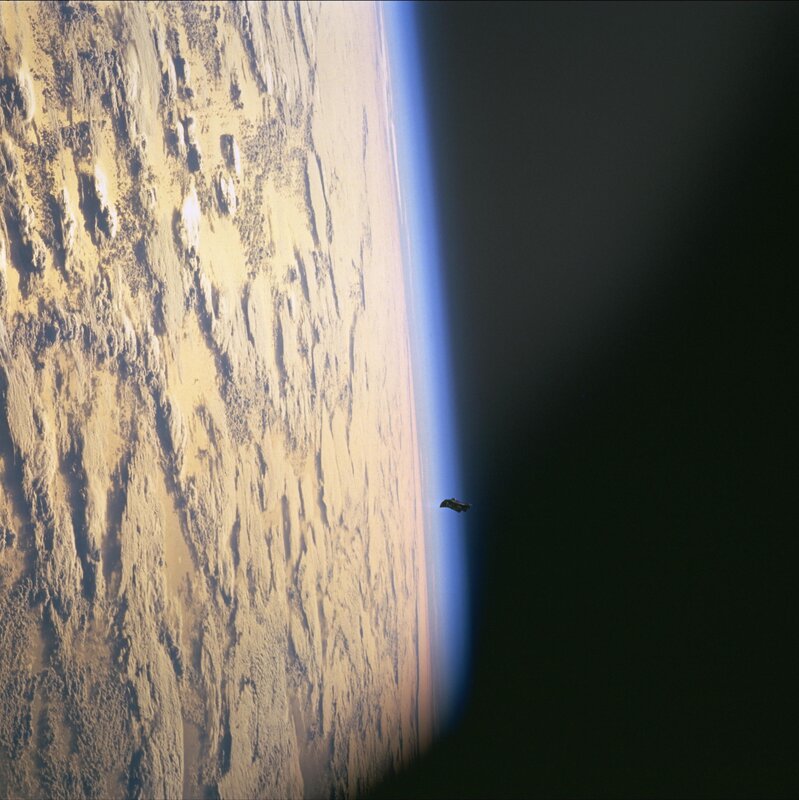 Earth from space with spacecraft