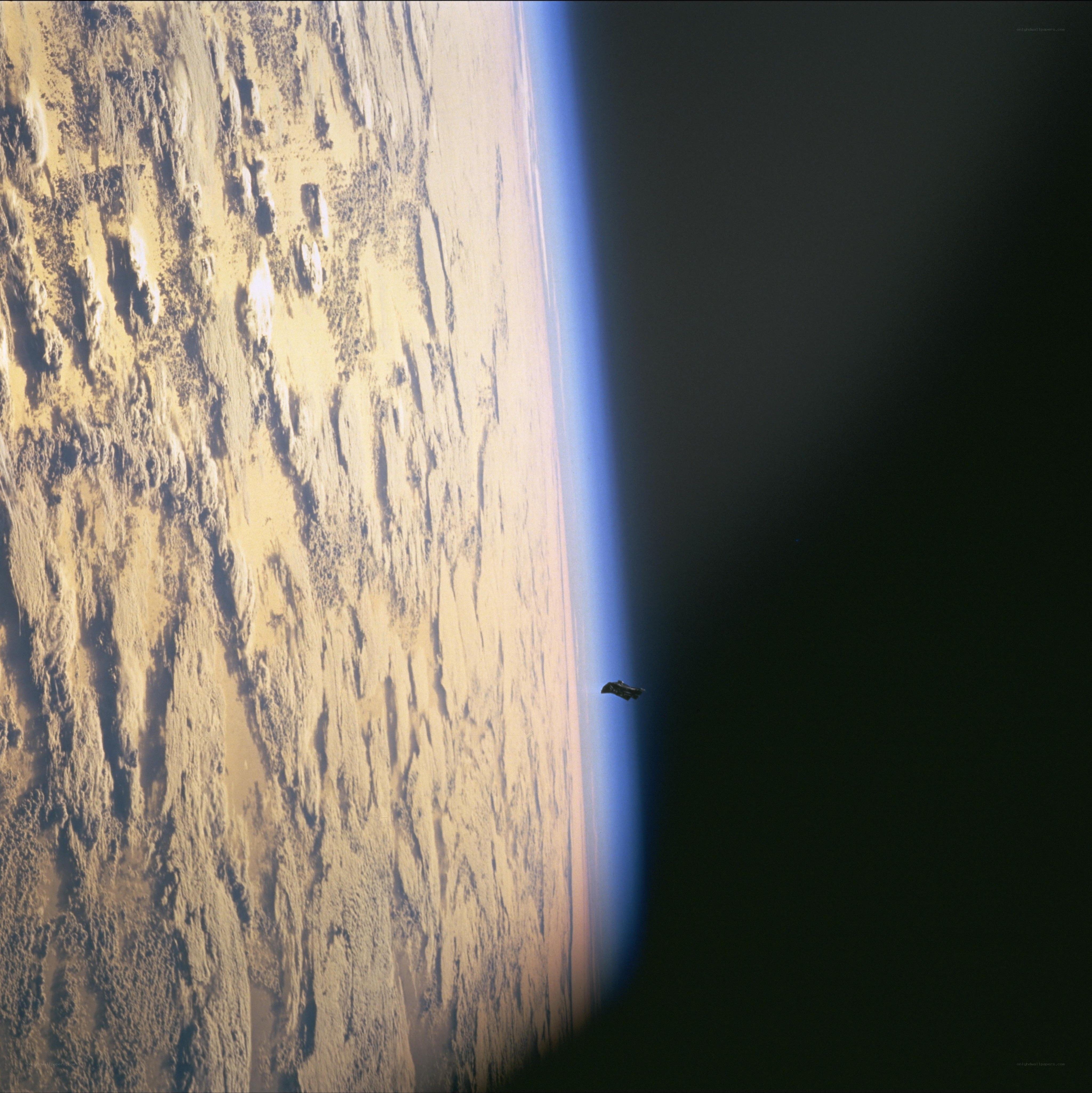 Earth from space with spacecraft