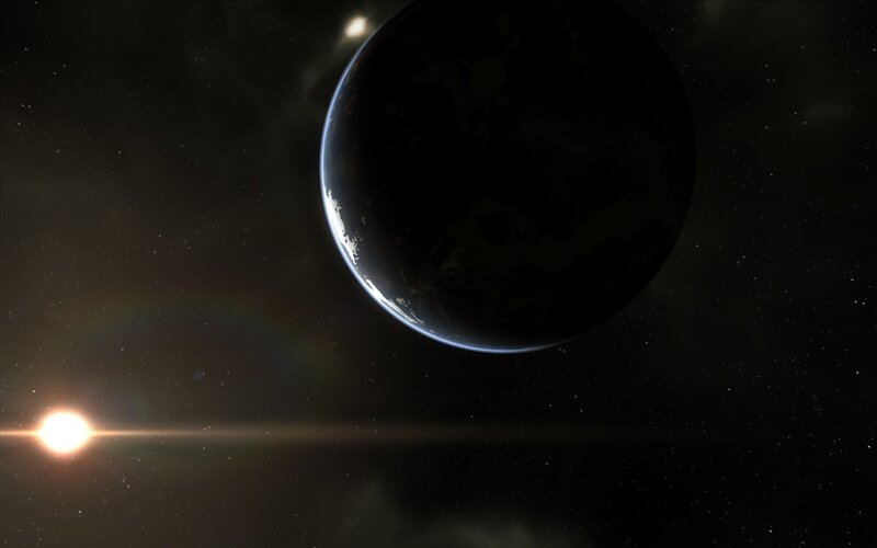 Earth from space with star