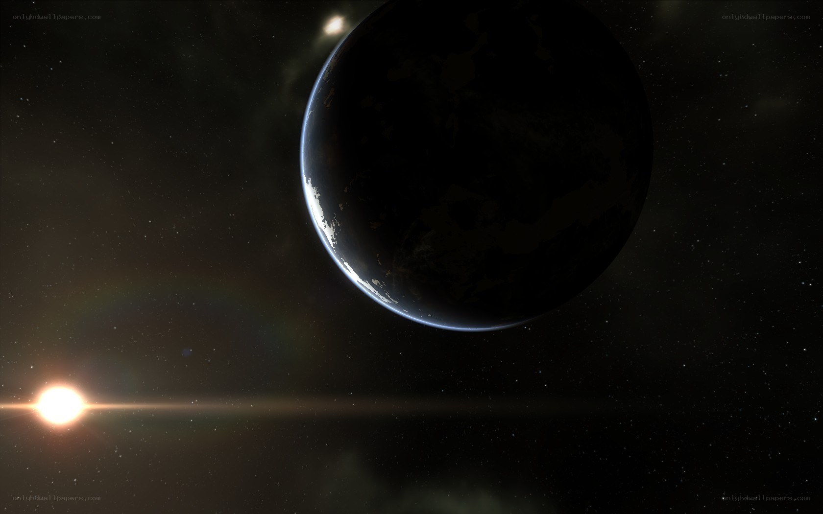 Earth from space with star