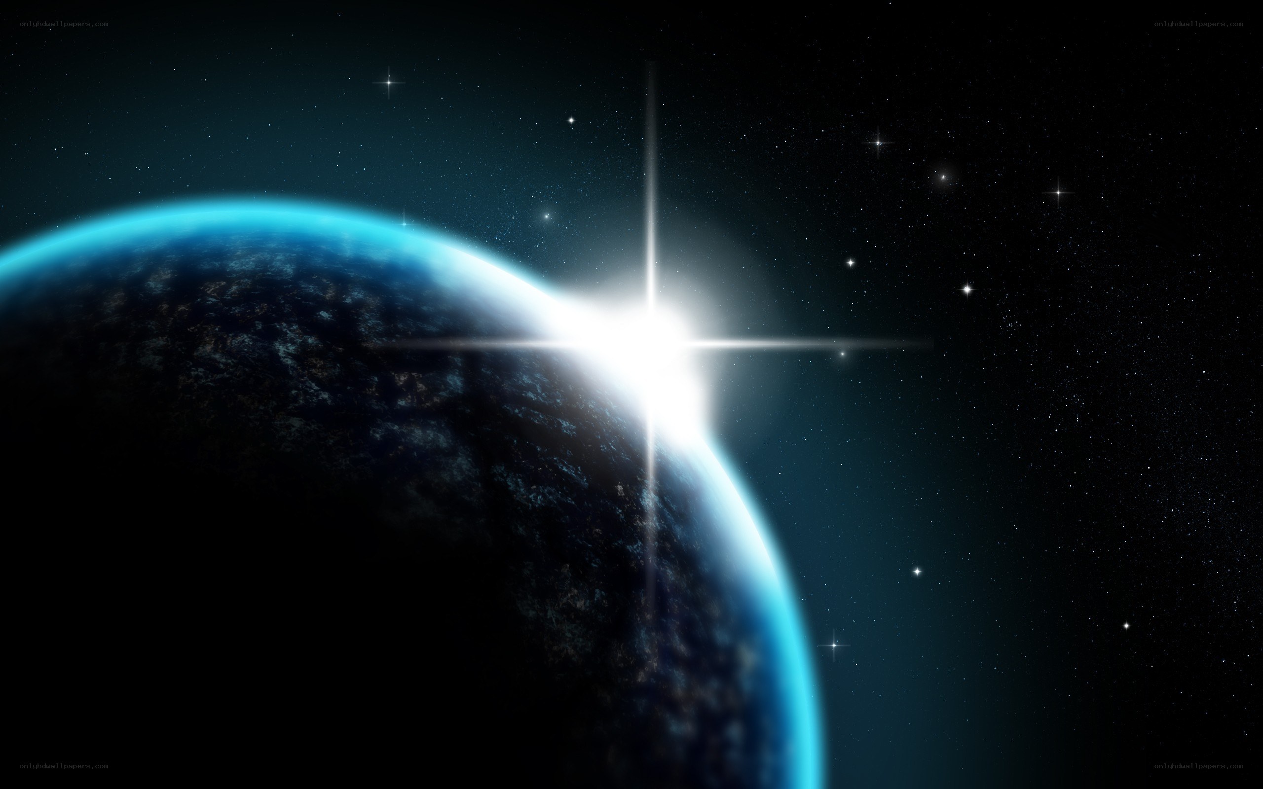 Earth from space with star