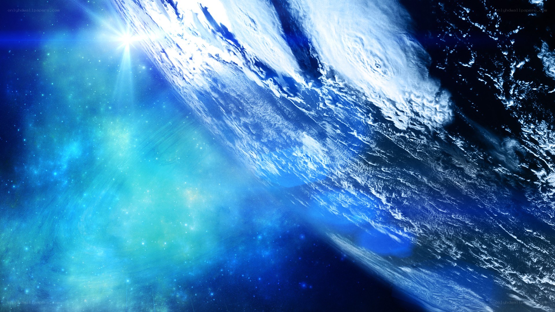 Earth from space with star
