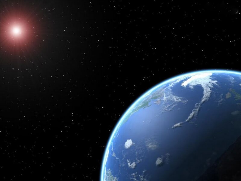 Earth from space with star