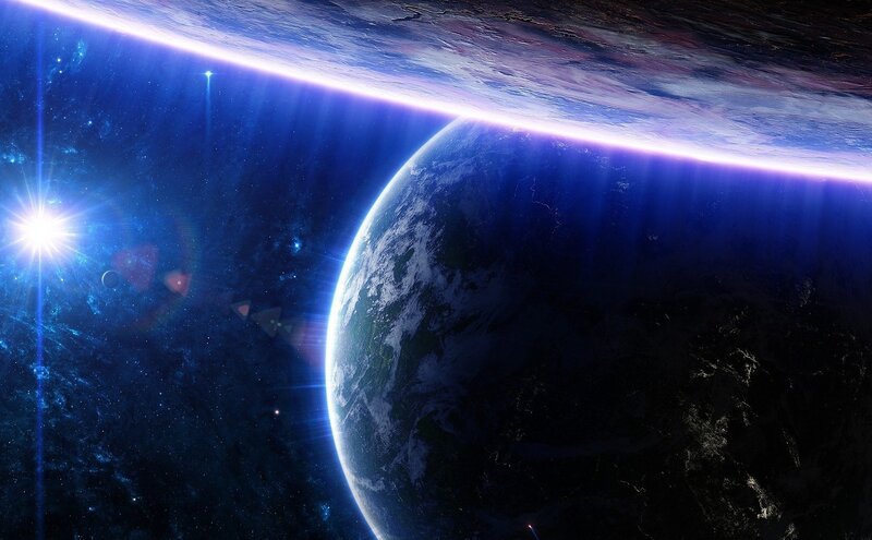 Earth from space with star
