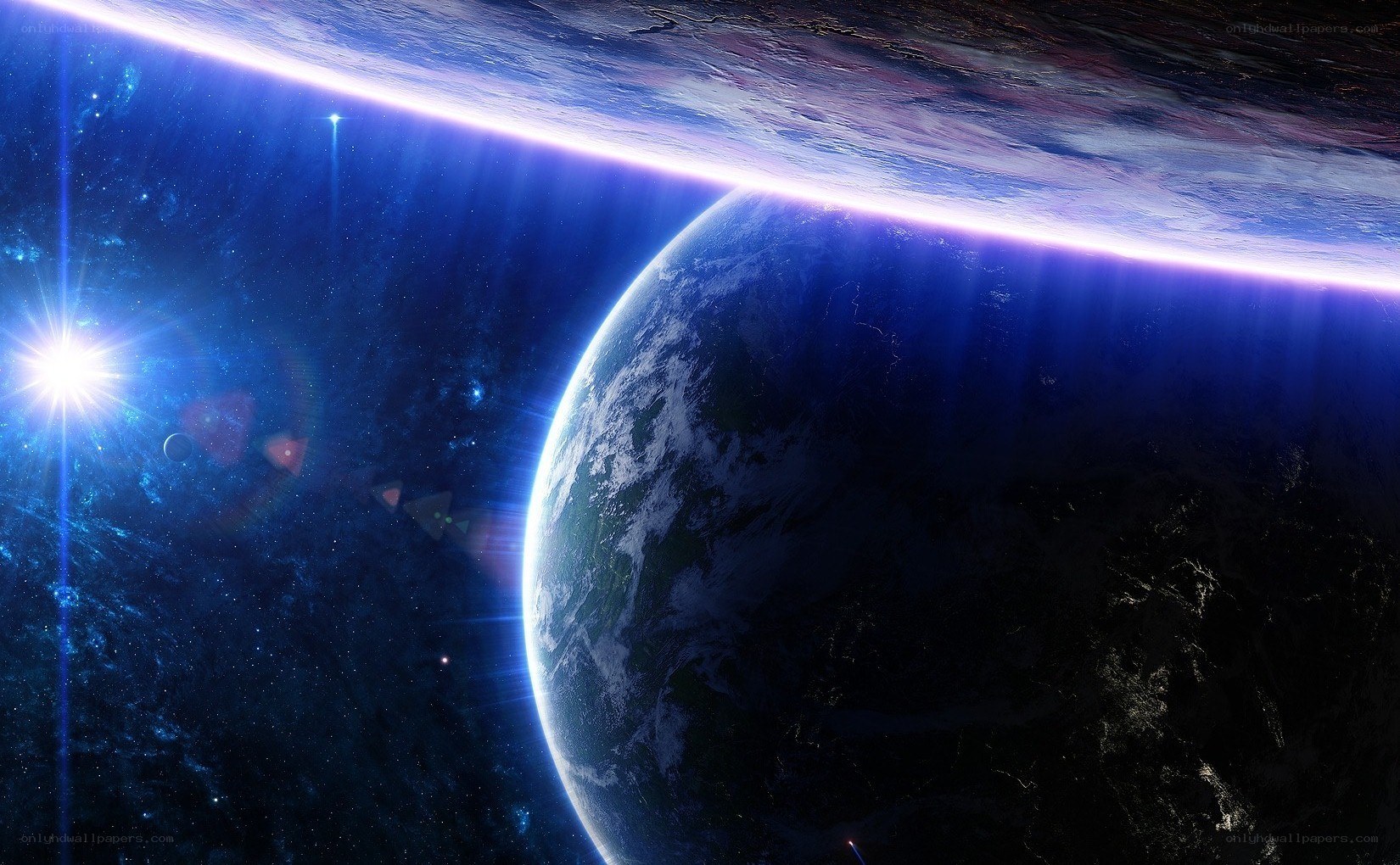 Earth from space with star