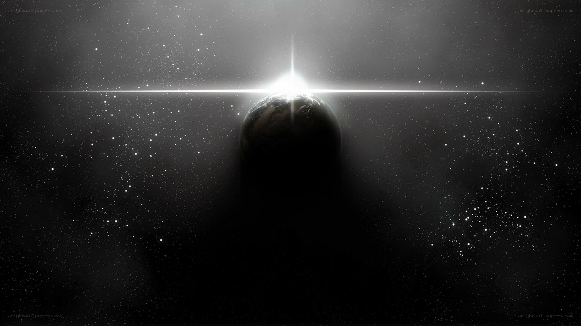 Earth from space with starburst