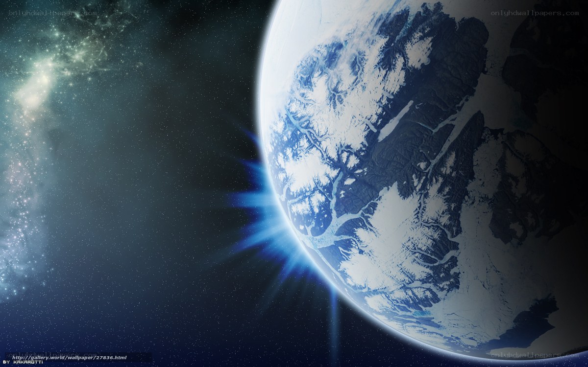 Earth from space with starfield