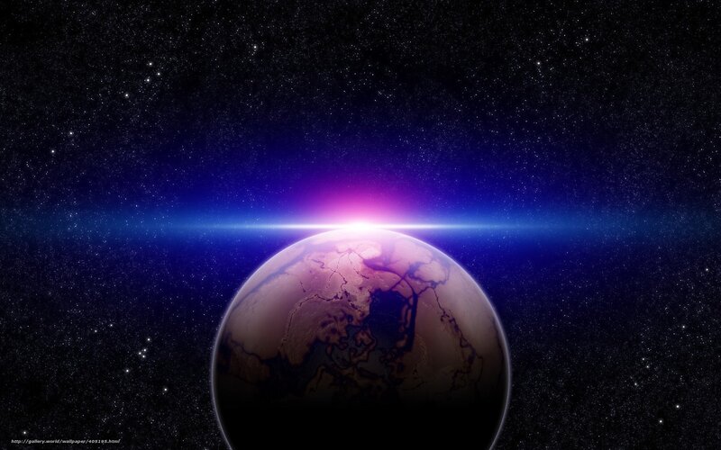 Earth from space with starry sky