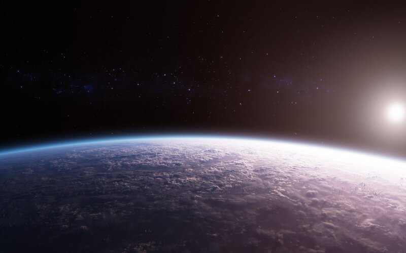 Earth from space with stars