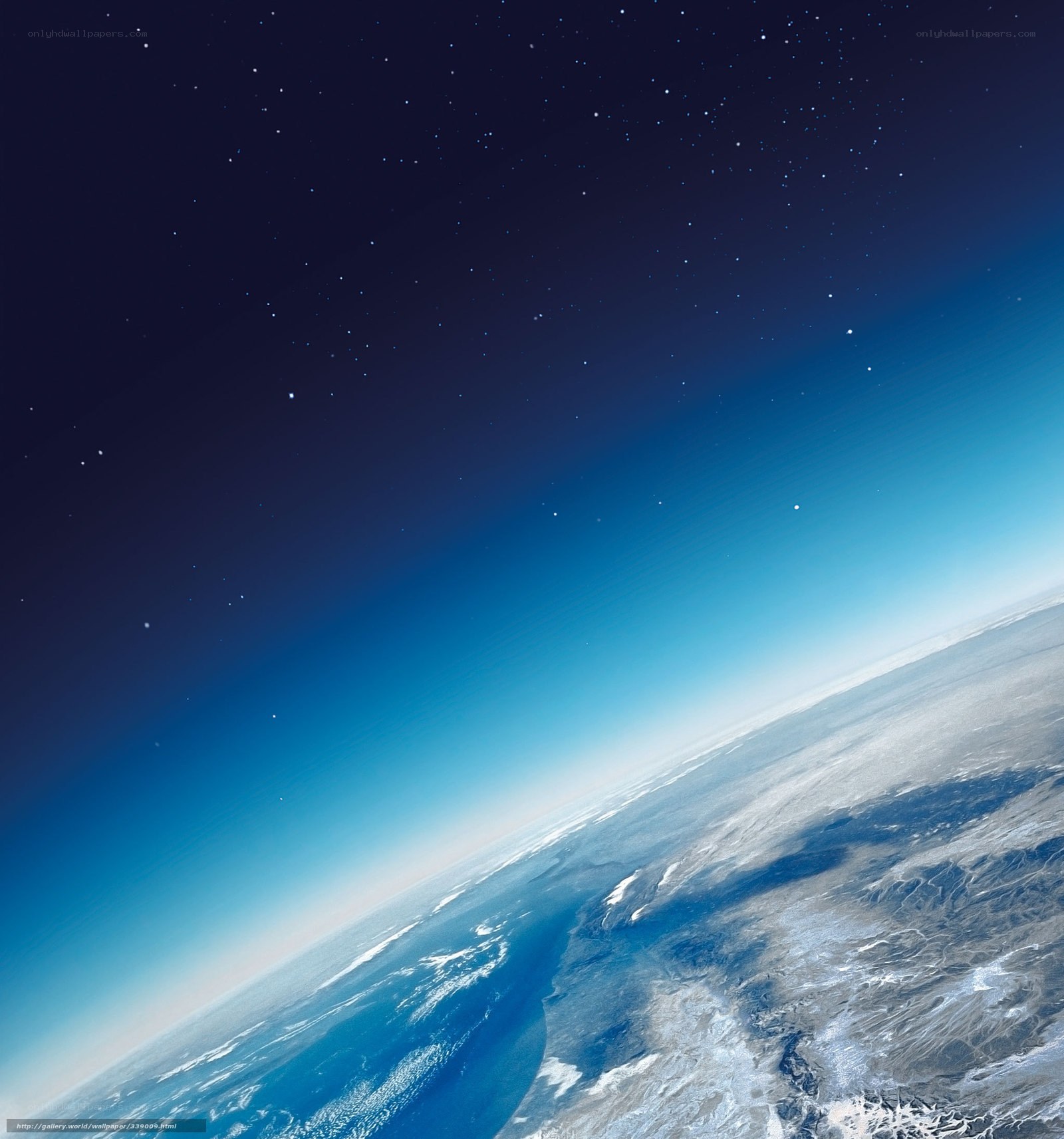 Earth from space with stars