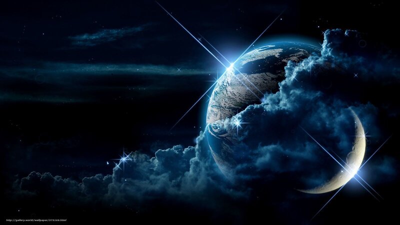 Earth from space with stars